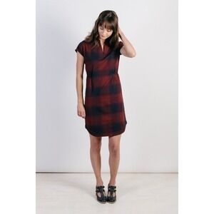 Bridge And Burn Clement Dress Burgundy Ombré Plaid Size XS